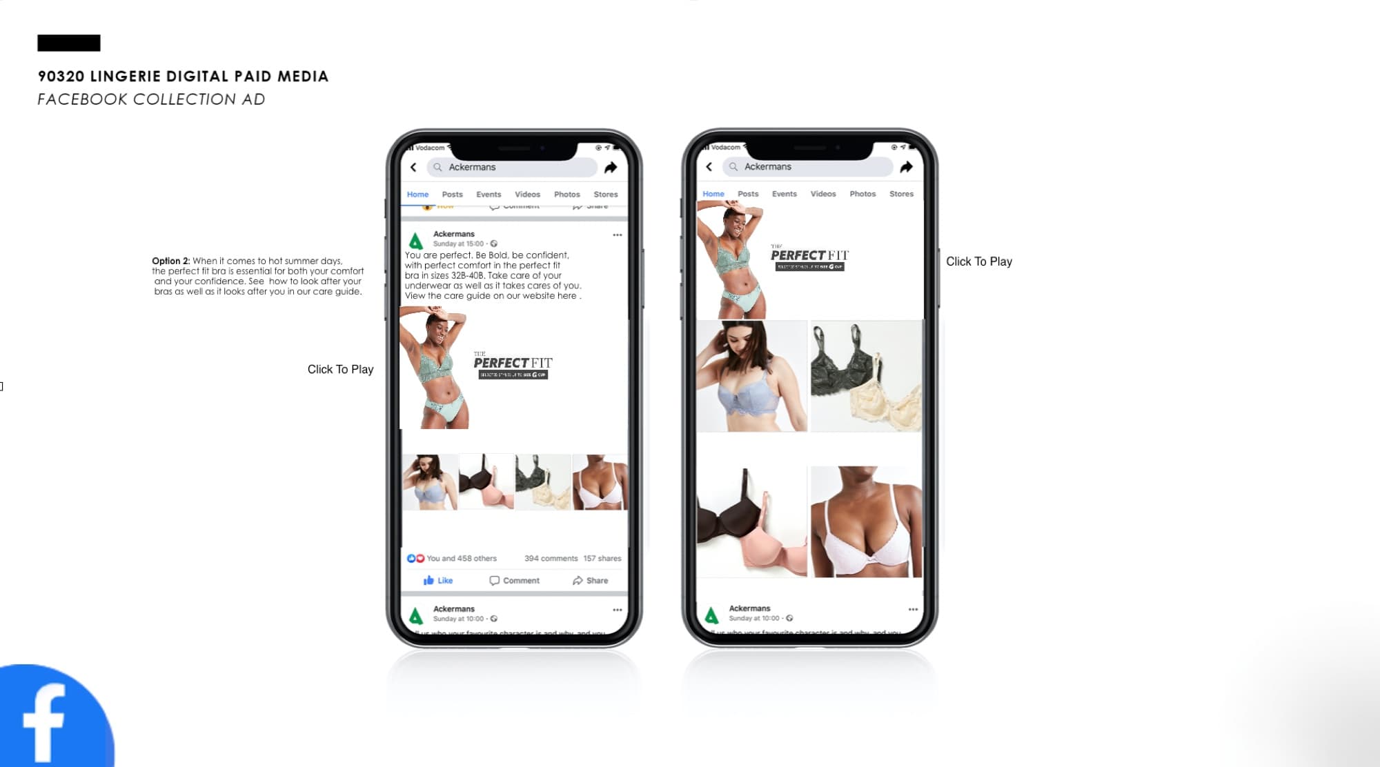 Lingerie paid media, Facebook Collection ad