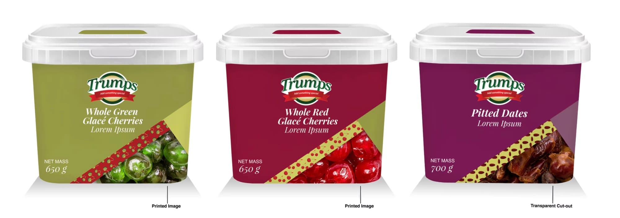 Whole Green & Red Glacé Cherries, Pitted Dates